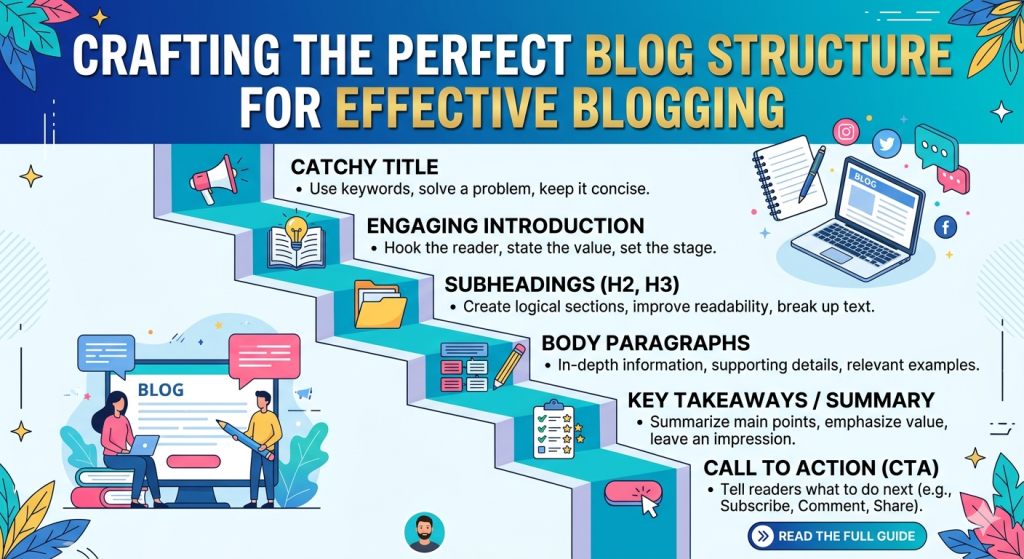 crafting the perfect blog structure for effective blogging with catchy title engaging introduction H2 H3 subheadings body paragraphs key takeaways and call to action