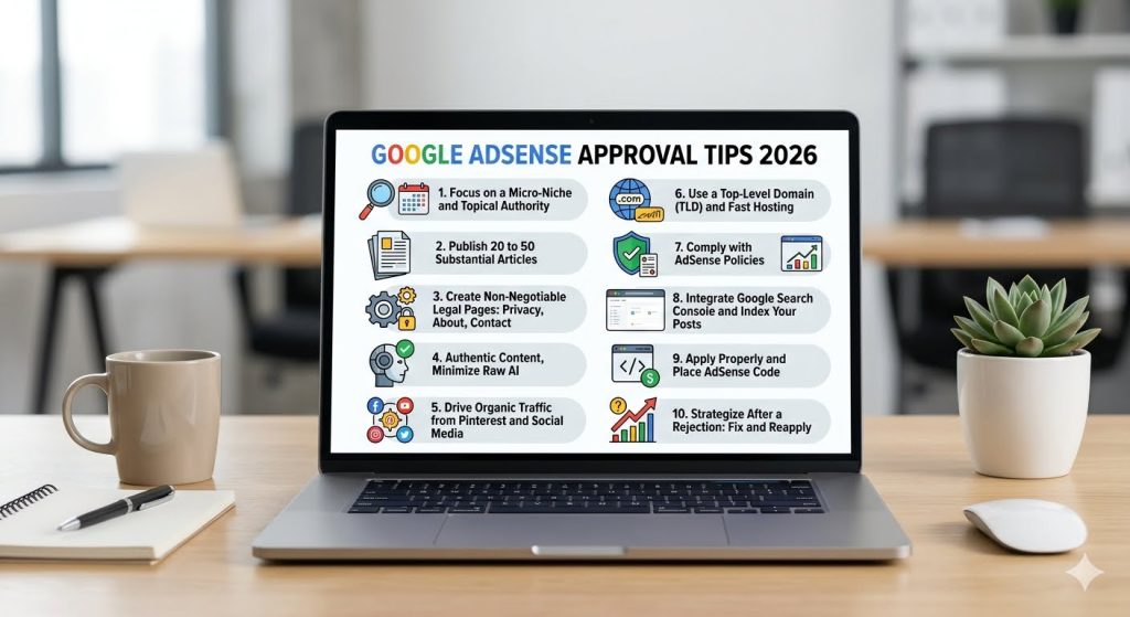 Google AdSense approval tips 2026 - step by step guide to get approved fast with checklist and proven strategies