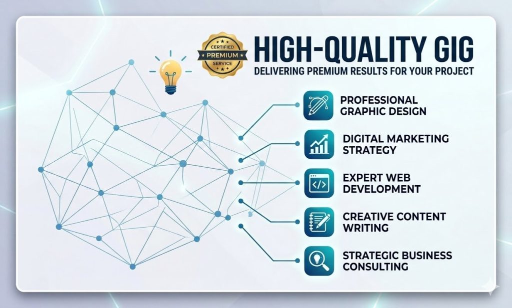 First order on Fiverr premium high quality gig services including graphic design digital marketing web development content writing and business consulting