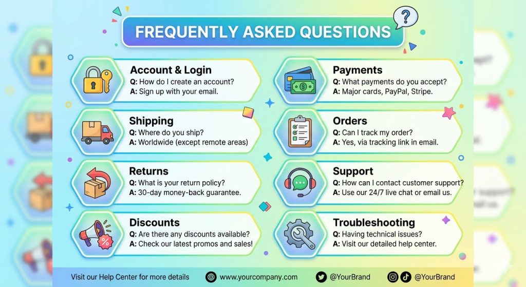 Frequently asked questions about account login shipping returns payments and support for beginners