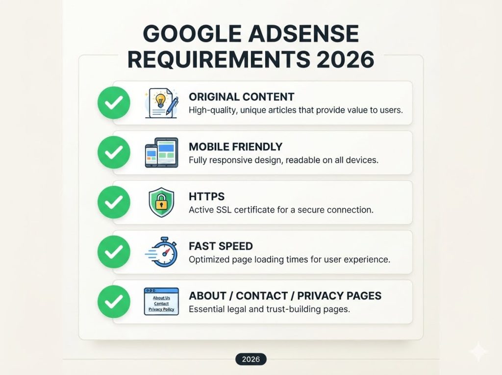 Google AdSense requirements checklist